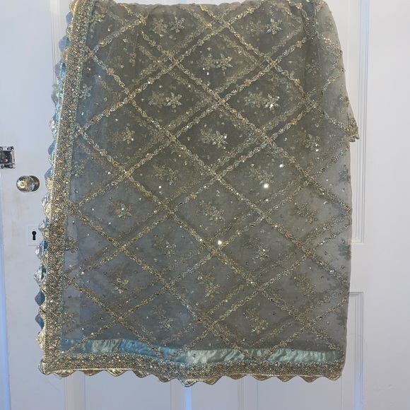 Lashkaraa “Light Mint Embroidered Anarkali Style Lehenga” size S - Picture 5 of 10